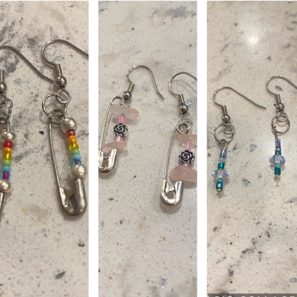 3 pairs of handmade beaded earrings!